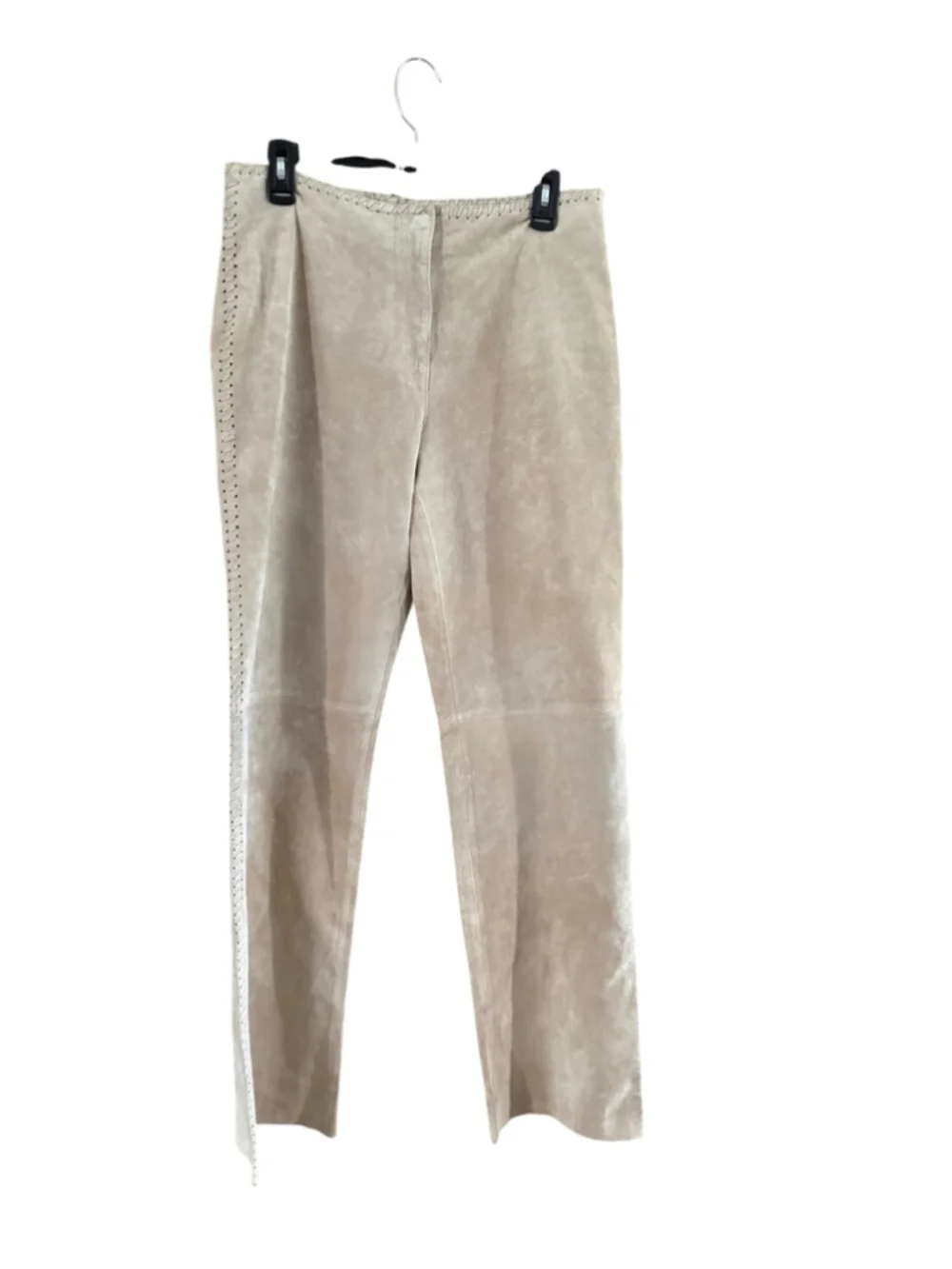 Women's Planet Suede Leather Flare Pants Size 10 Beige